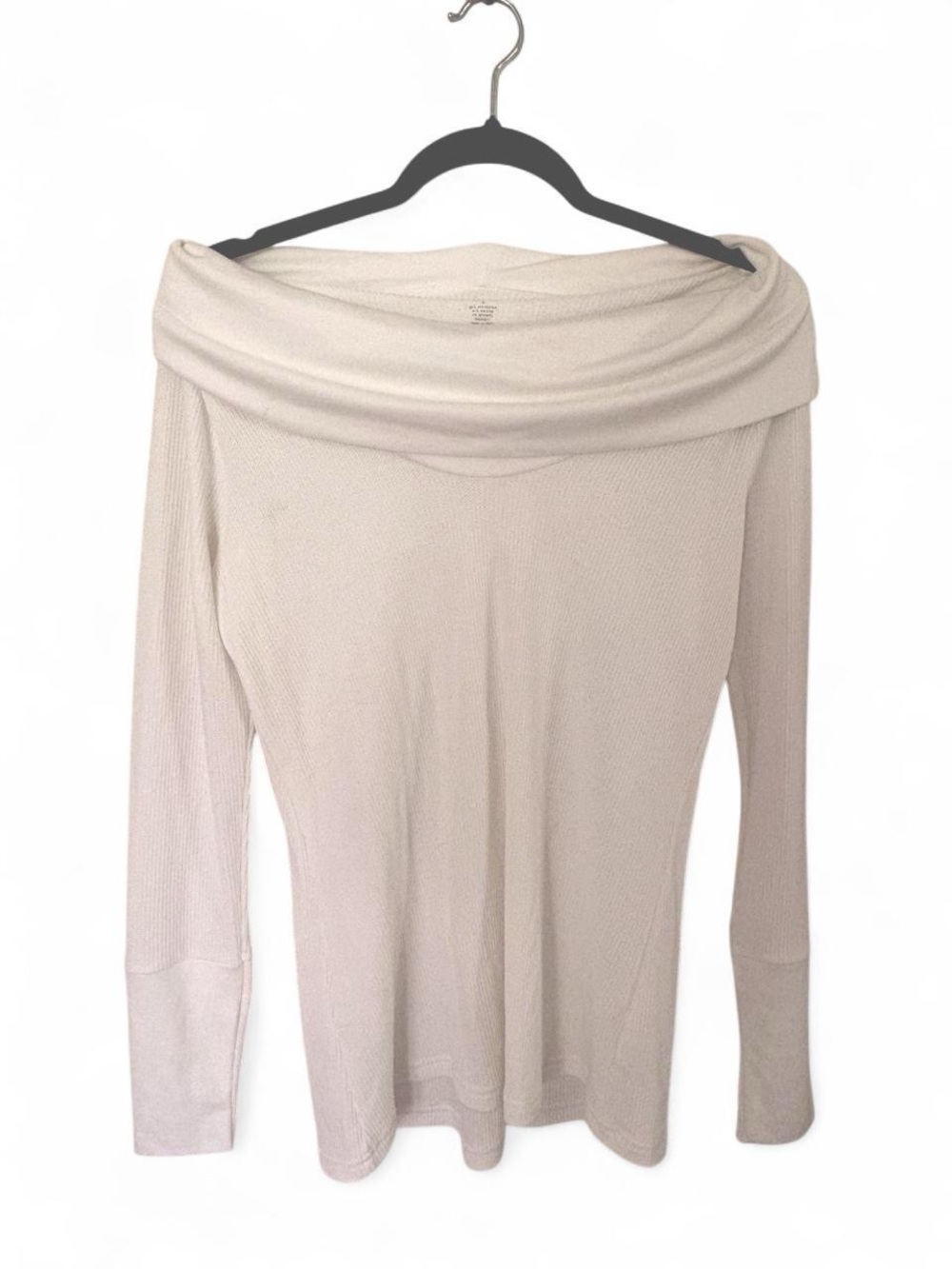 Ana Women's Off-Shoulder (or on shoulder cowl) Long Sleeve Sweater - off white L